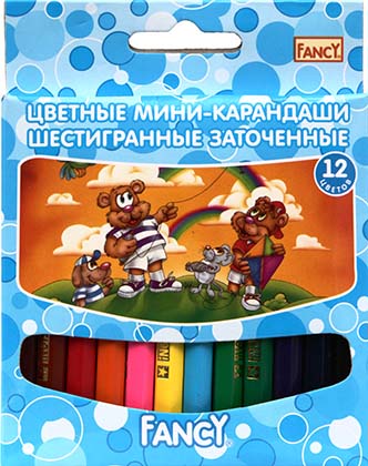 Карандаши  12цв. FANCY,175мм,шестигран.заточ.,асс. FCP001-12 страна ввоза Китай