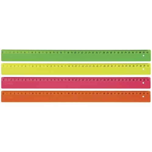 Линейка СТАММ "Neon", 40см, непрозрачная, неон. ассорти, ЛН51 (4005481; Россия ; страна ввоза - РФ;